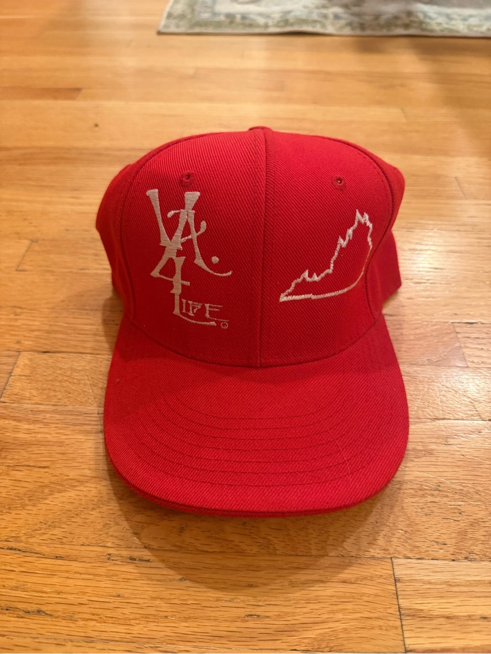 Virginia Life State Shape Red Embroidered Baseball Cap